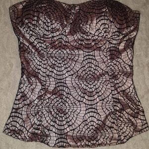 Rose pink and black sexy corset style top